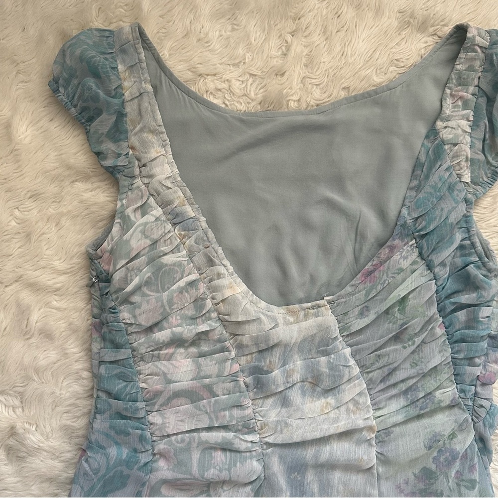 Free People Dress Heart To Heart Midi Flowy Fairycore Floral Blue Sz 12 - Picture 7 of 13